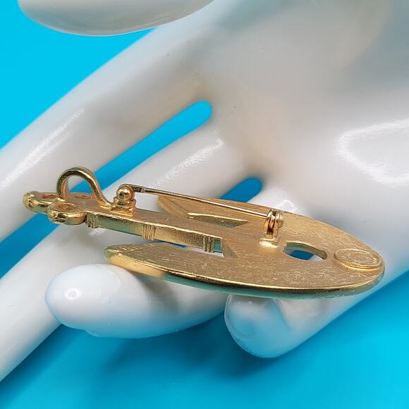 Smithsonian Institution Anchor Brooch Pendant, Gold Tone, 2 1/2 Inches - Picture 6 of 10